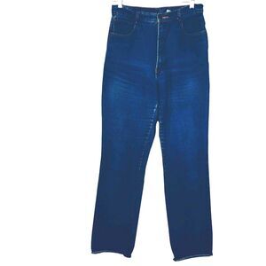 Brittania Jeans Size 30x35 High Rise Straight Leg Raw Hem Cotton Blue VTG Retro